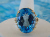 10K Gold Natural Blue Topaz Ring - Size 9.75