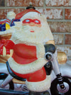 Vintage Timmy Woods Santa Motorcycle Purse: Handmade Acacia Wood Christmas Bag