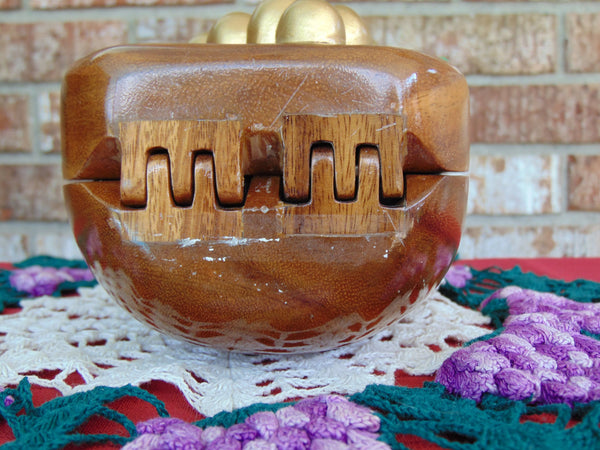 Vintage Timmy Woods Acacia Wood Grape Purse: Wearable Art