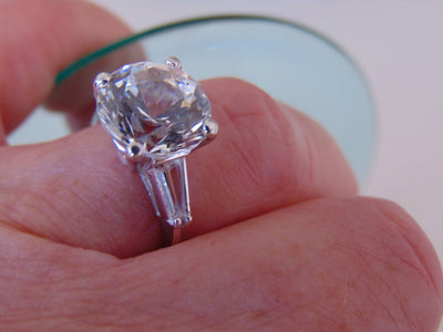 14KT White Gold CZ Ring: Round Solitaire, Size 5 3/4