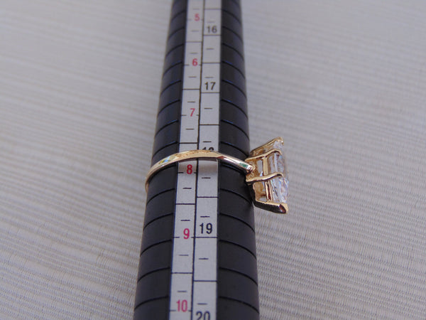 14KTYG Marquee CZ Ring - Size 7 3/4 - Prong Set