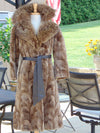 Vintage Sheared Beaver Fur Coat: Natural Raccoon Collar, Full Length