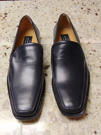 Avventura Black Leather Loafers Men's Size 9, Handmade in Spain