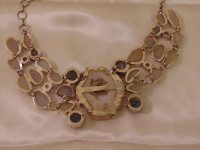 925 Silver Amethyst Druzy Statement Necklace: Western Rodeo Jewelry