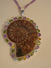 925 Silver Ammonite Fossil Necklace: Amethyst Gemstone Chain