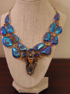 925 Silver Druzy Citrine Statement Necklace: Southwest Style