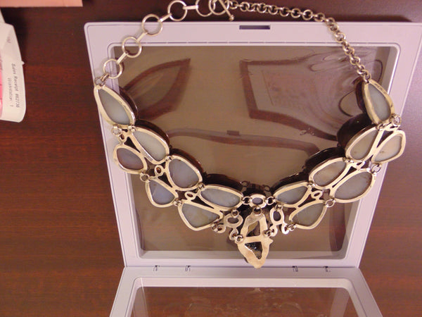 925 Silver Druzy Citrine Statement Necklace: Southwest Style