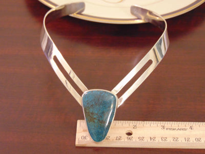 925 Sterling Silver Turquoise Choker: Southwest Western Jewelry