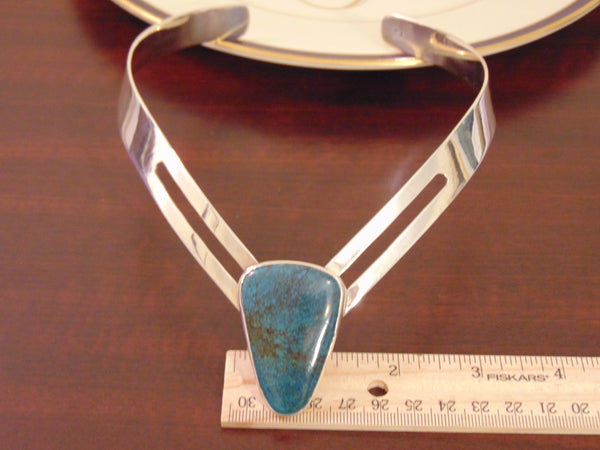 925 Sterling Silver Turquoise Choker: Southwest Western Jewelry