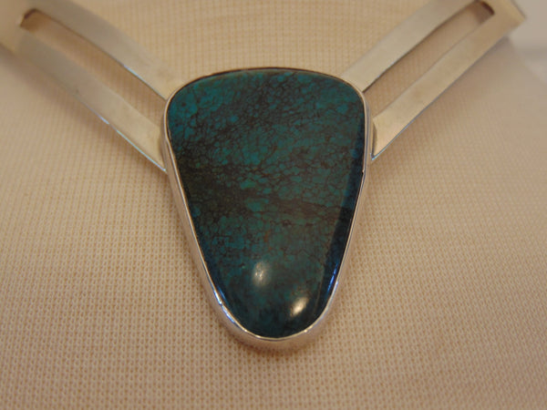 925 Sterling Silver Turquoise Choker: Southwest Western Jewelry