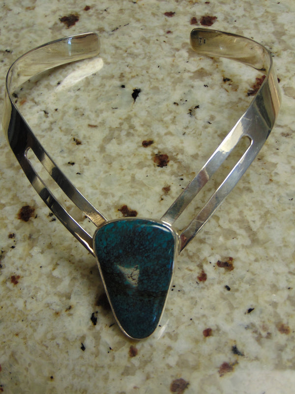 925 Sterling Silver Turquoise Choker: Southwest Western Jewelry