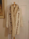 Reversible Bleached Shear Mink Fur Stroller with Fox Tux Trim