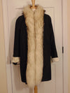 Reversible Bleached Shear Mink Fur Stroller with Fox Tux Trim