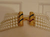 Vintage Pearl Choker: Rhinestone Cabochon Gold Tone Statement Necklace