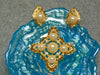 Vintage KJL Pearl Rhinestone Clip Earrings and Pendant Set