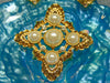Vintage KJL Pearl Rhinestone Clip Earrings and Pendant Set