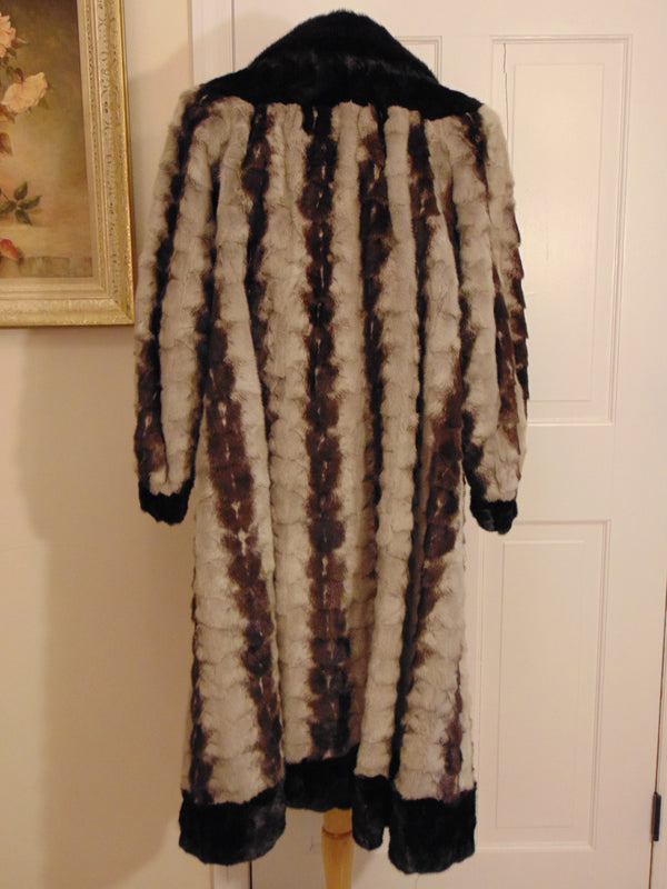 Vintage Section Mink Fur Coat: Mahogany & Sapphire, Full Length, Ladies Large