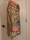 Vintage Animal Print Lamb Fur Coat: Mink Trim, Size Small