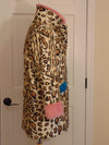 Vintage Animal Print Lamb Fur Coat: Mink Trim, Size Small