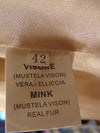 Vintage Animal Print Lamb Fur Coat: Mink Trim, Size Small