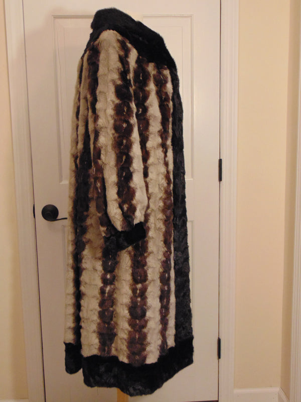 Vintage Section Mink Fur Coat: Mahogany & Sapphire, Full Length, Ladies Large