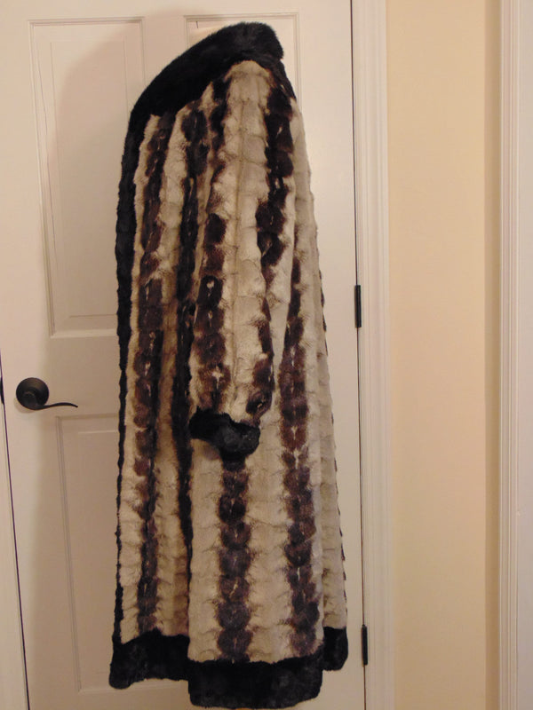 Vintage Section Mink Fur Coat: Mahogany & Sapphire, Full Length, Ladies Large