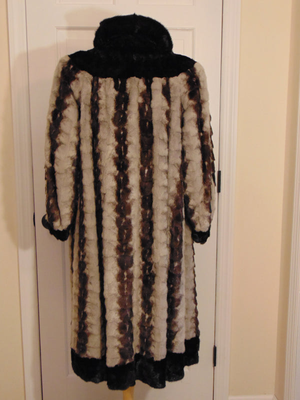 Vintage Section Mink Fur Coat: Mahogany & Sapphire, Full Length, Ladies Large