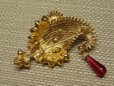 Kenneth Jay Lane Paisley Brooch: Vintage KJL Rhinestone Crystal Pin