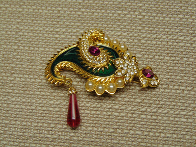 Kenneth Jay Lane Paisley Brooch: Vintage KJL Rhinestone Crystal Pin