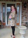 Vintage Animal Print Lamb Fur Coat: Mink Trim, Size Small