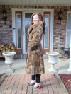 Vintage Sheared Beaver Fur Coat: Natural Raccoon Collar, Full Length