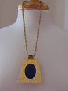 Vintage Kenneth Jay Lane Necklace: Royal Blue Scarab Goldtone Chain