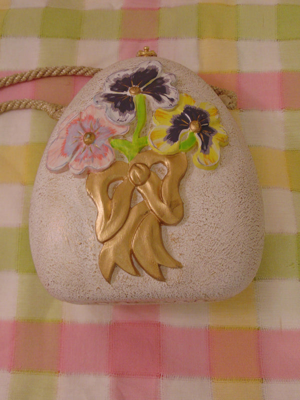 Vintage Timmy Woods Pansie Purse: Floral Spring Summer Bag