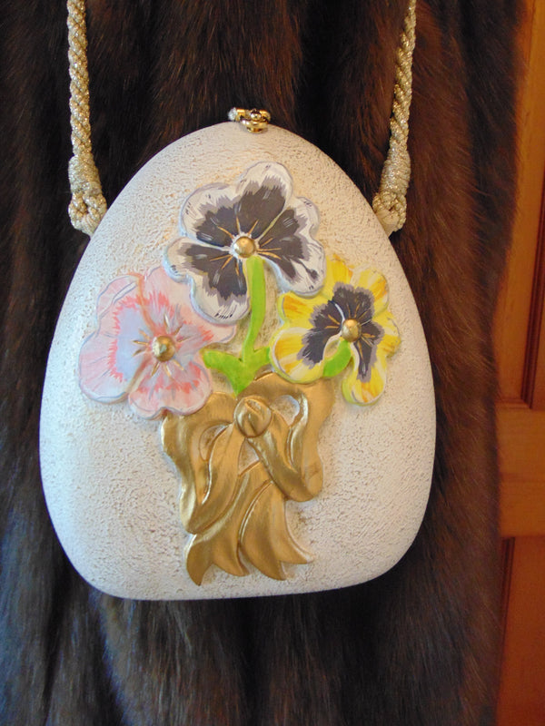 Vintage Timmy Woods Pansie Purse: Floral Spring Summer Bag