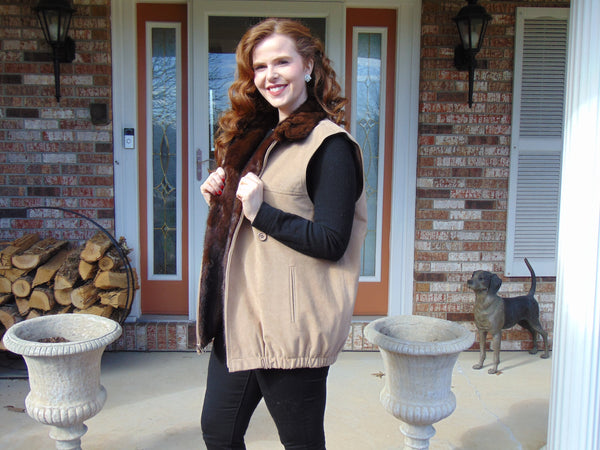 Reversible Mink Bomber Jacket Vest - Birger Christensen - Size XXL