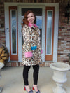 Vintage Animal Print Lamb Fur Coat: Mink Trim, Size Small