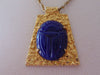 Vintage Kenneth Jay Lane Necklace: Royal Blue Scarab Goldtone Chain