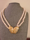 Vintage KJL Butterfly Necklace: Enameled Faux Pearl Crystal Jewelry