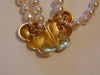 Vintage KJL Butterfly Necklace: Enameled Faux Pearl Crystal Jewelry