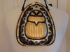 Vintage Timmy Woods Beetle Purse: Black & Gold Wooden Scarab