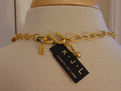 Vintage KJL Gold Tone Necklace: Adjustable Hammered Discs