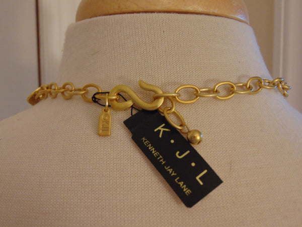 Vintage KJL Gold Tone Necklace: Adjustable Hammered Discs