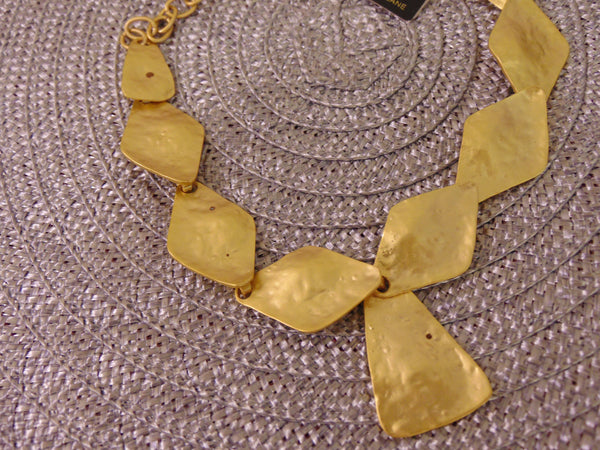 Vintage KJL Gold Tone Necklace: Adjustable Hammered Discs
