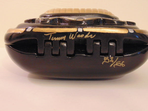 Vintage Timmy Woods Beetle Purse: Black & Gold Wooden Scarab