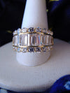 14K Gold CZ Ring: Baguette & Round Stones, Size 6 3/4