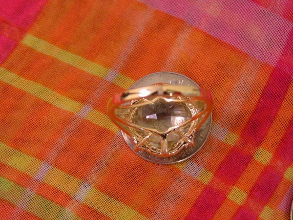 14k Yellow Gold Green Amethyst Diamond Ring - Size 6 3/4