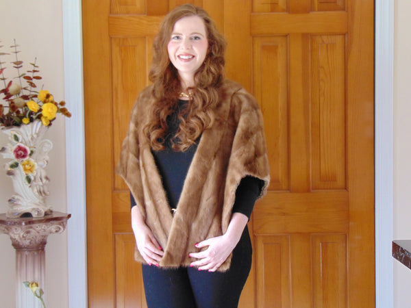 Vintage Autumn Haze Mink Stole: Preloved One Size