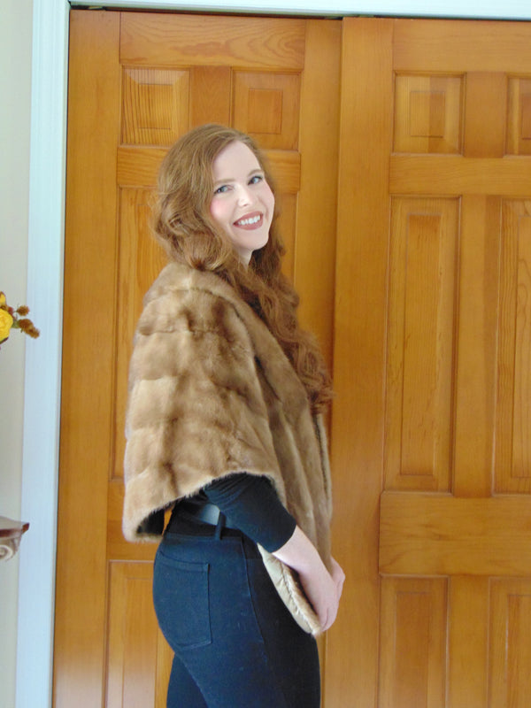 Vintage Autumn Haze Mink Stole: Preloved One Size
