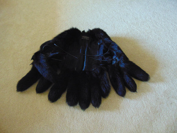 Vintage Jacques Saint Laurent Black Fox Tail Vest - Size Small