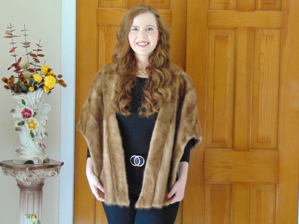 Vintage Autumn Haze Mink Stole: Preloved One Size